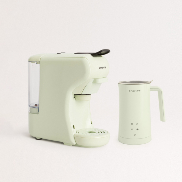 Pack POTTS Multi-capsule espresso machine + MILK FROTHER STUDIO Milk and chocolate warmer frother Pastel green