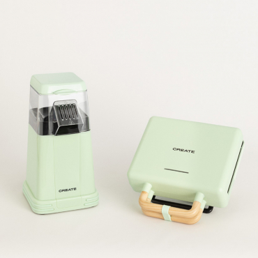 Pack POPCORN MAKER + STONE STUDIO Double waffle and grill Sandwich Maker Pastel green