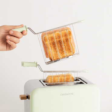 Pack TOAST RETRO Small Wide slice toaster + 2 GRILL GRID to make sandwiches Pastel green