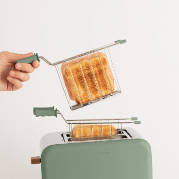 Pack TOAST RETRO Small Wide slice toaster + 2 GRILL GRID to make sandwiches Sage