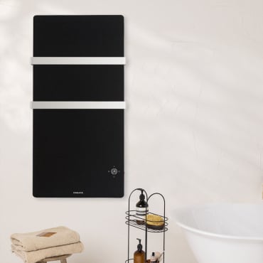 WARM TOWEL CRYSTAL - Electric glass towel rail with wifi 600W Black