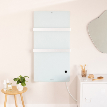 WARM TOWEL CRYSTAL - Electric glass towel rail with wifi 600W White