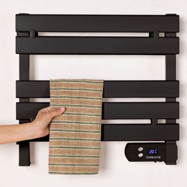 WARM TOWEL MINI - Electric floor-standing or wall-mounted towel rail 150W Black