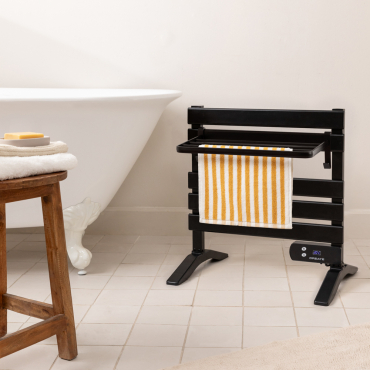 WARM TOWEL MINI - Electric floor-standing or wall-mounted towel rail 150W Black