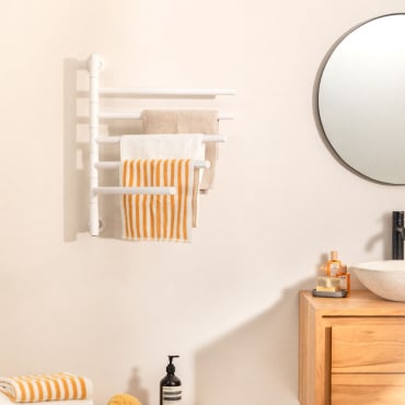 WARM TOWEL MINIMAL - Electric towel rail 80W with 180o swivel bars White