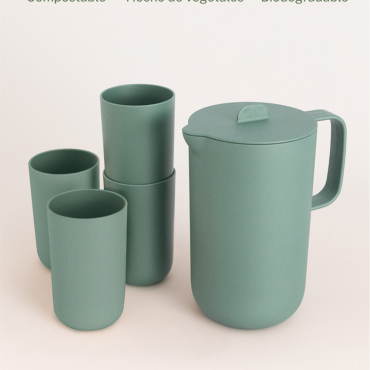 KITCHENWARE OUTDOOR ECO - Set of 2L jug and 4 500ml cups Sage
