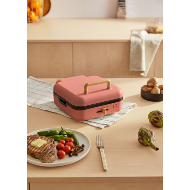 STONE STUDIO PRO - Multifunction grill with 180o opening Terracotta