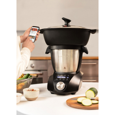 CHEFBOT COMPACT CONNECT - Multifunction smart food processor with steamer basket Black