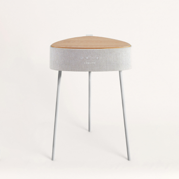 SPEAKER TABLE 180 - Speaker table with 180o unidirectional sound, Bluetooth and wireless charging Natural wood