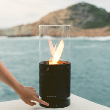 SPEAKER FIRE - Bluetooth speaker with bio-ethanol flame and LED light Black