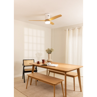 WIND CALM SPECIAL PRICE - Silent 40W ceiling fan Ø132 cm 100% wood With light 15W