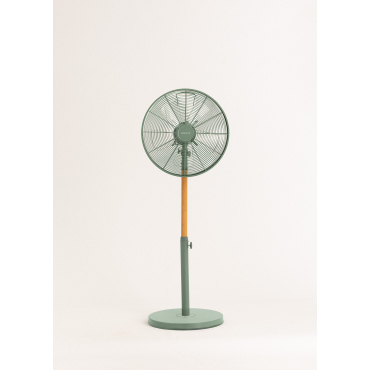 AIR STAND WOOD - 50W Oscillating Retro Style Standing Fan Sage