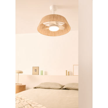 WIND LAMP NATURAL WOVEN - Silent 25W Ceiling Fan Ø60cm with LED Light With light