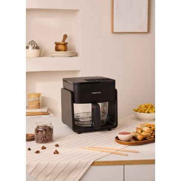 AIR FRYER STUDIO CRYSTAL - 4.2L Glass Air Fryer with Optional Steamer Black