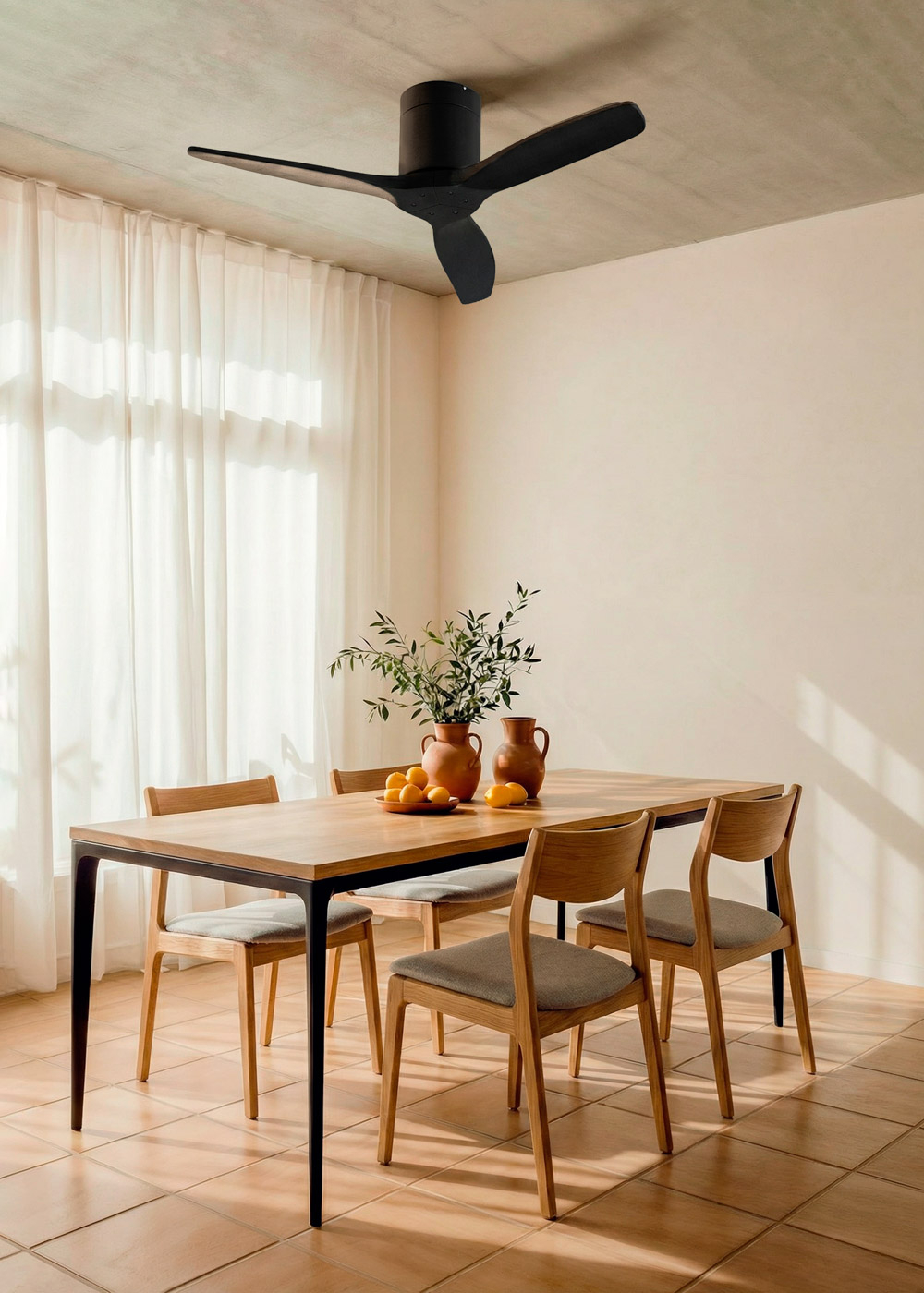 WIND CALM - Quiet 40W ceiling fan with technical ABS blades various sizes Without light
