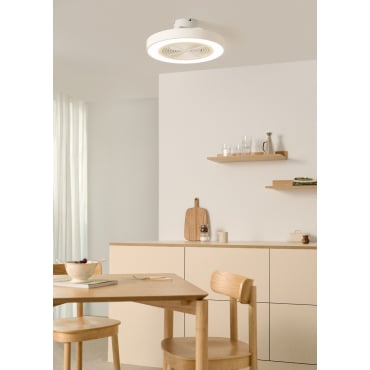 WIND CLEAR EASY - 40W silent ceiling fan Ø50 cm with hidden blades and LED light Remote control