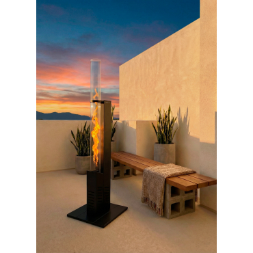 FIRE TUBE HEATER SLIM - 8.2 kW Outdoor Pellet Heater, Smokeless Black